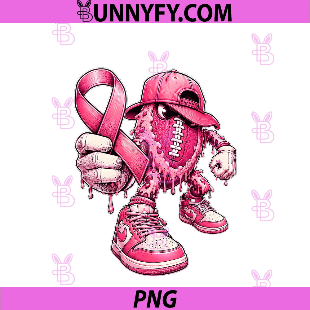 Football Drip Ice Cream PNG, Breast Cancer Awareness PNG