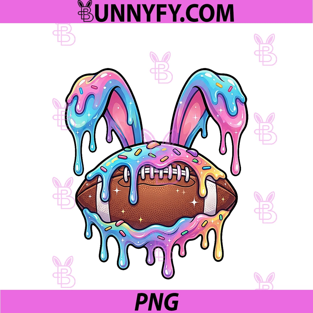 Football Easter Ice-Cream Drip PNG, Bunny-Ears PNG