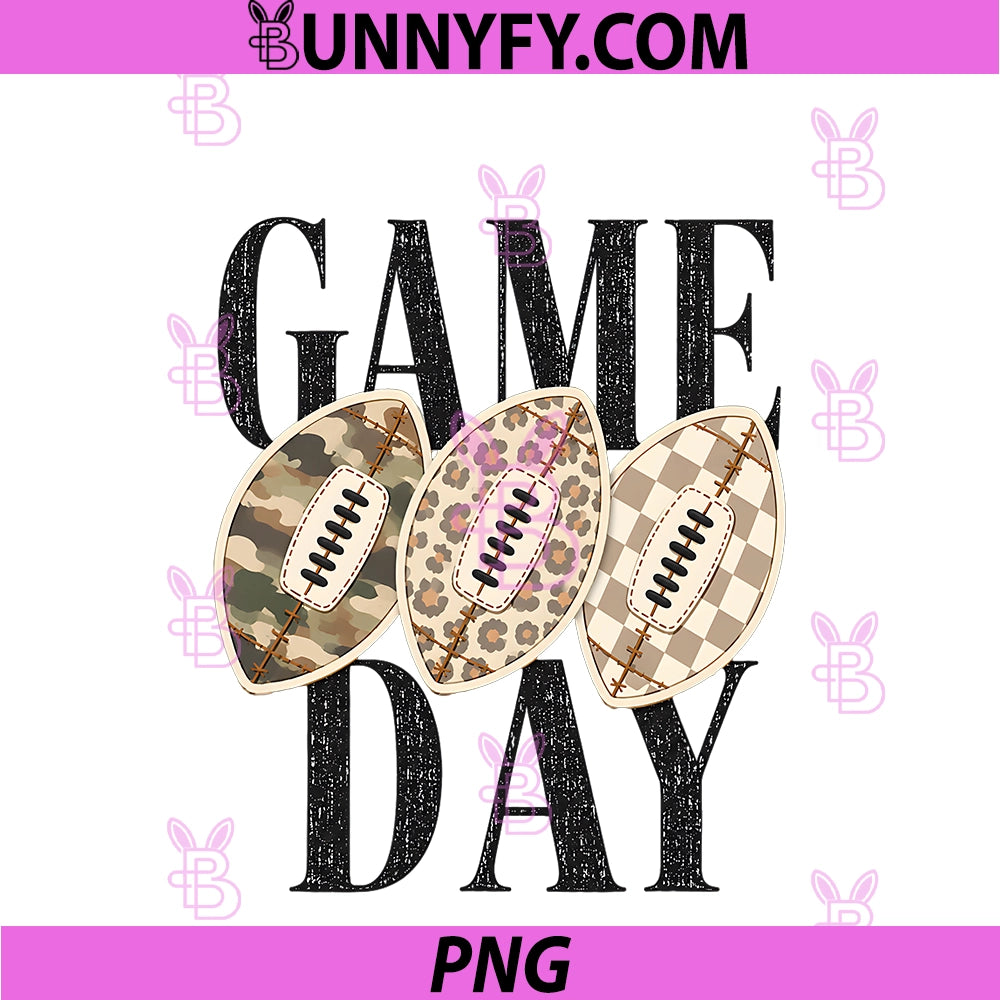 Football Game Day PNG, Camo Leopard Plaid Neutral Pattern Design PNG