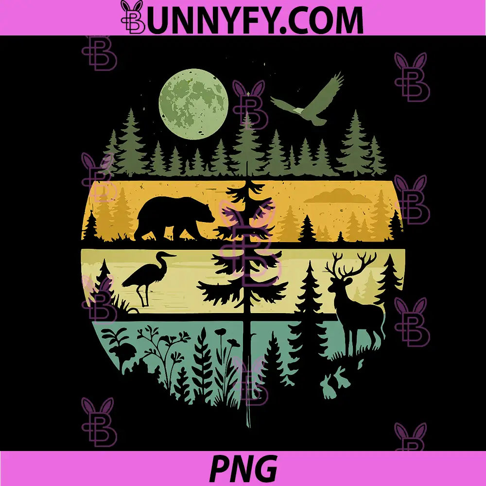 Forest Retro PNG, Nature Wildlife Outdoor PNG