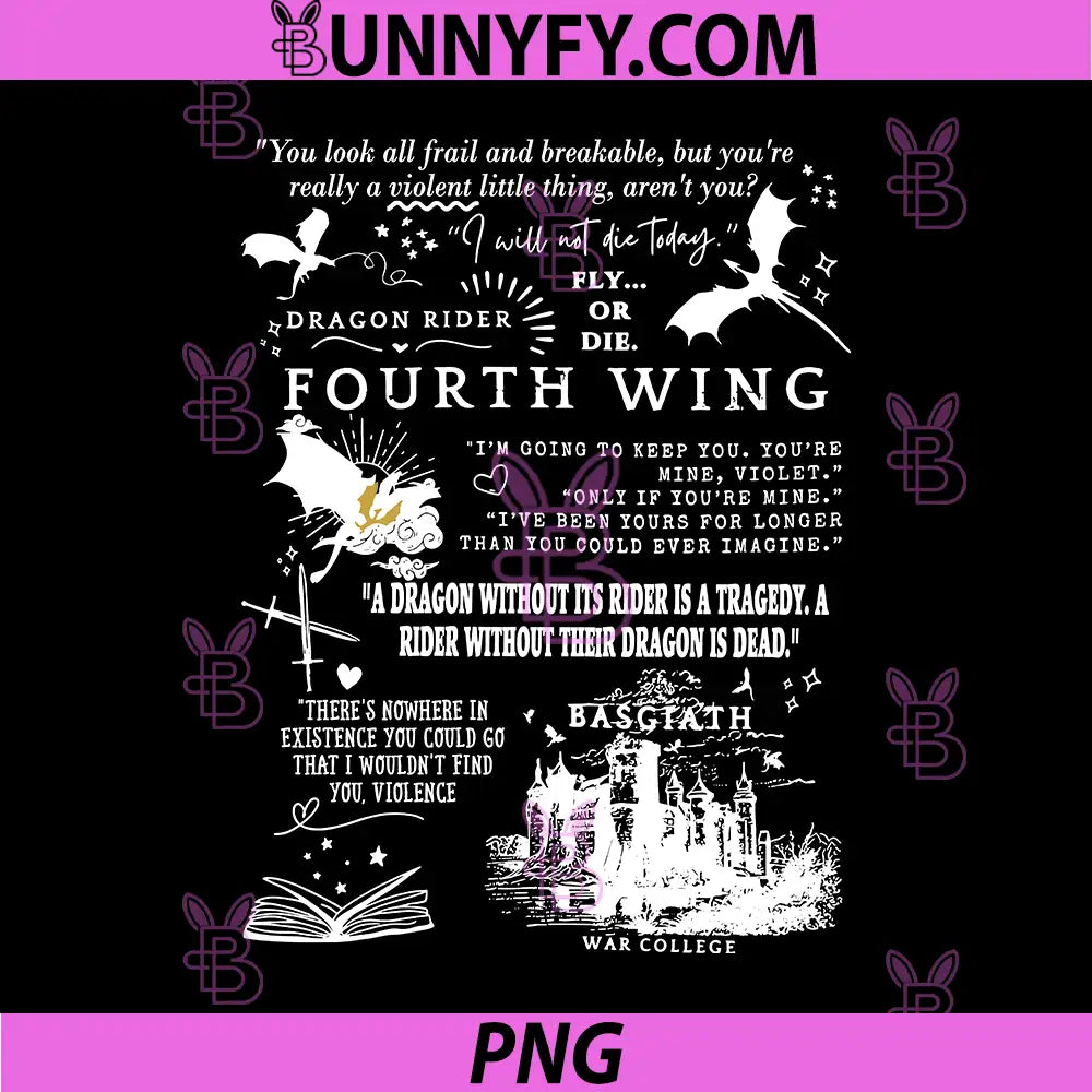 Fourth Wing Dragon Rider PNG, Fly Or Die Quote PNG