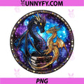 Dragon Stained Glass PNG, Fantasy Dragon Book Lover Suncatcher Art