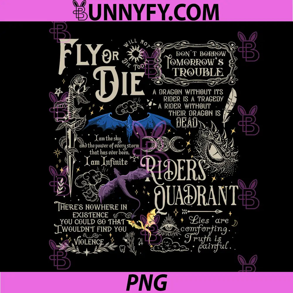 Fly Or Die Bookish Dragon Quote PNG, Doc Riders Quadrant Art PNG