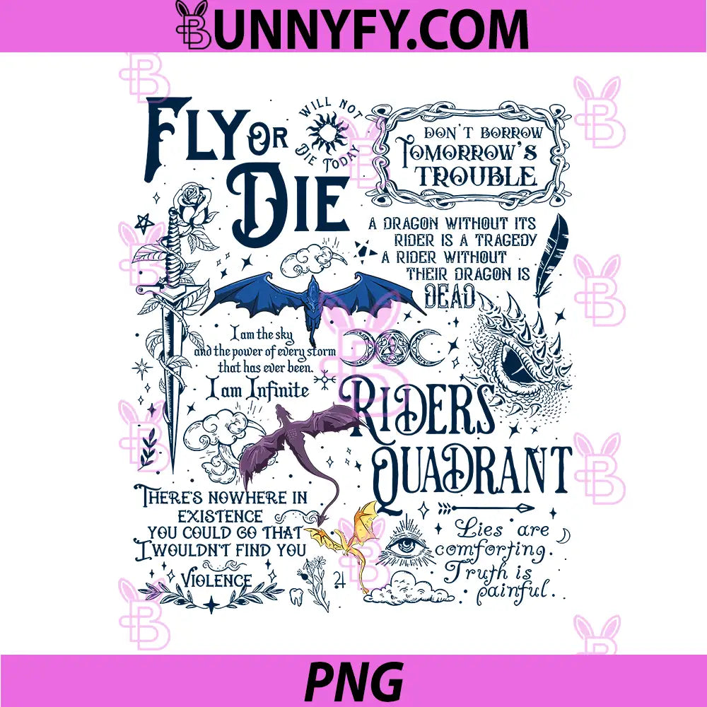 Fly Or Die Dragon Rider Saying PNG, Fantasy Riders Quadrant PNG