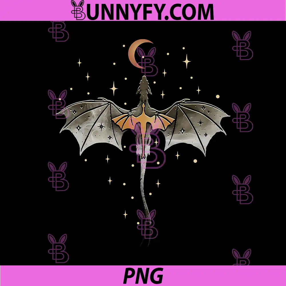 Dark Fantasy Dragon Under Crescent Moon PNG, Magical Starry Sky Flying Dragon Art PNG