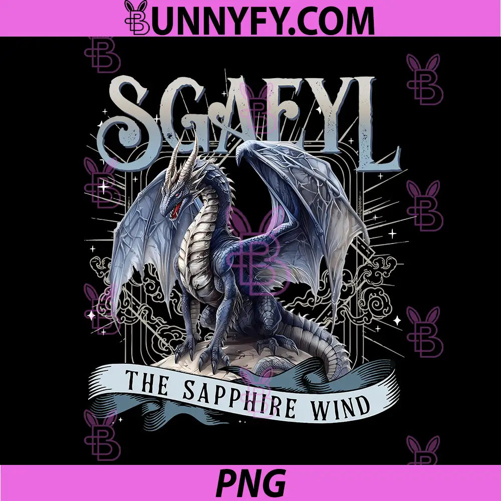 Sgaeyl The Sapphire Wind Dragon Art PNG, Winged Dragon Design PNG