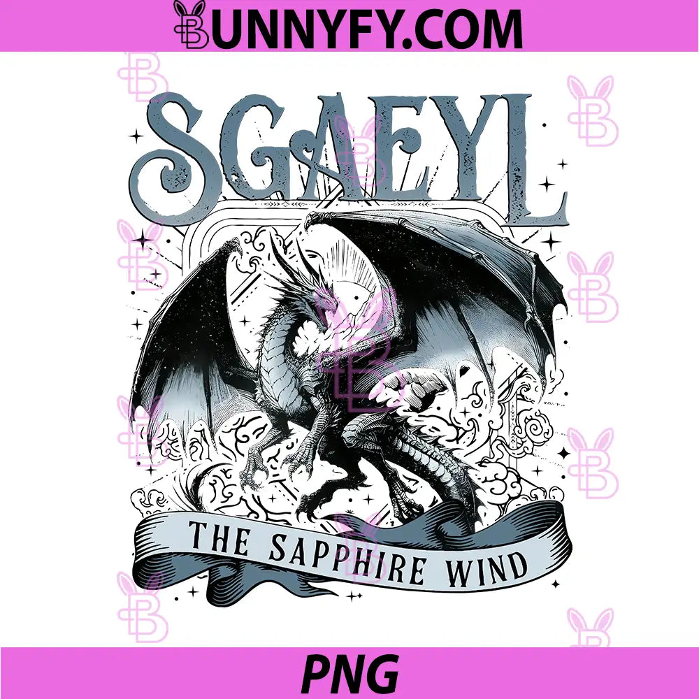 Sgaeyl The Sapphire Wind Dragon PNG, Epic Fantasy Dragon Art PNG