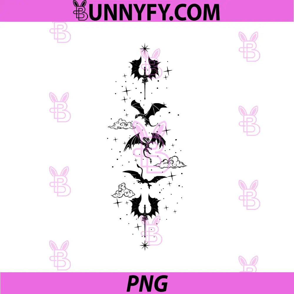 Stacked Dragon Symbols Fourth Wing PNG, Magical Dragon Line Art PNG