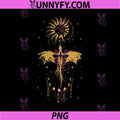 Golden Dragon Sun And Moon PNG, Fourth Wing Celestial Fantasy PNG