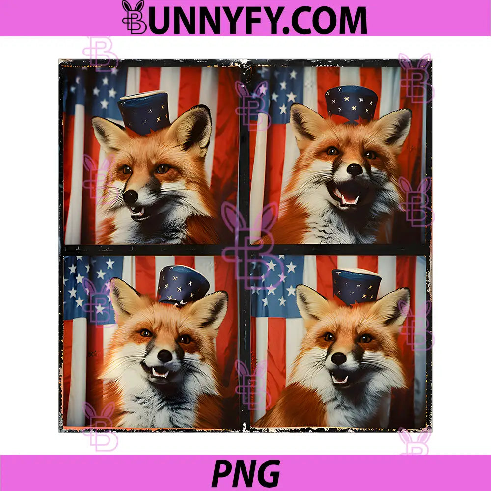 Fox Mom Patriotic Animal PNG, American Flag 4th of July Fox PNG