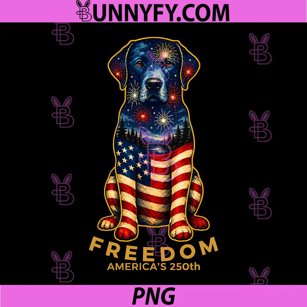 Freedom Americas 250th PNG, Labrador Retriever US Flag 2026 PNG