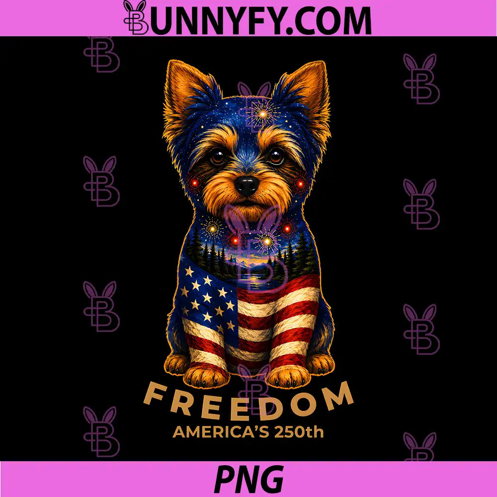 Freedom Americas 250th Yorkie PNG, Patriotic US Flag 2026 PNG