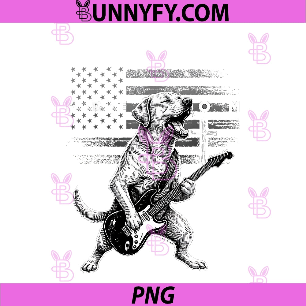 Freedom Cross USA Flag PNG, Funny Labrador Playing Guitar PNG