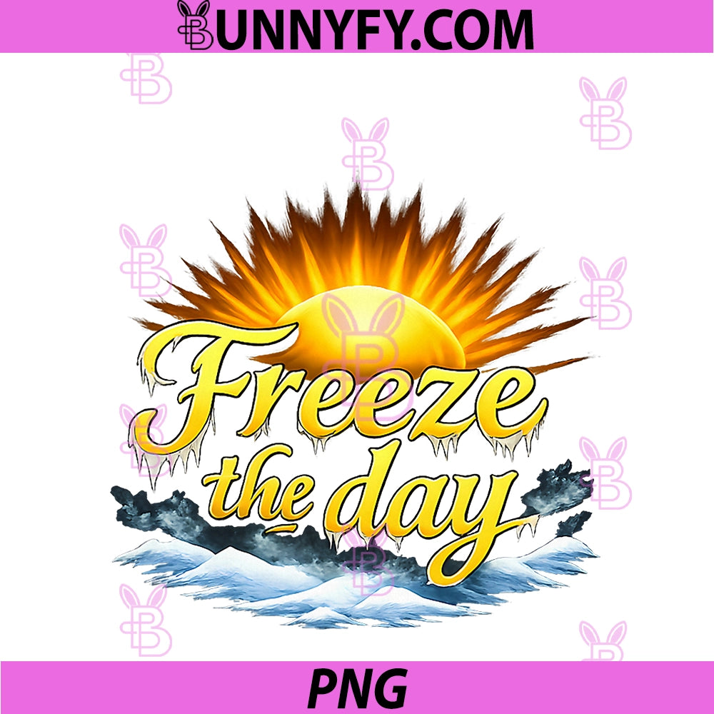 Freeze The Day HVAC PNG, Thermostat Humor Sun and Frost Design PNG