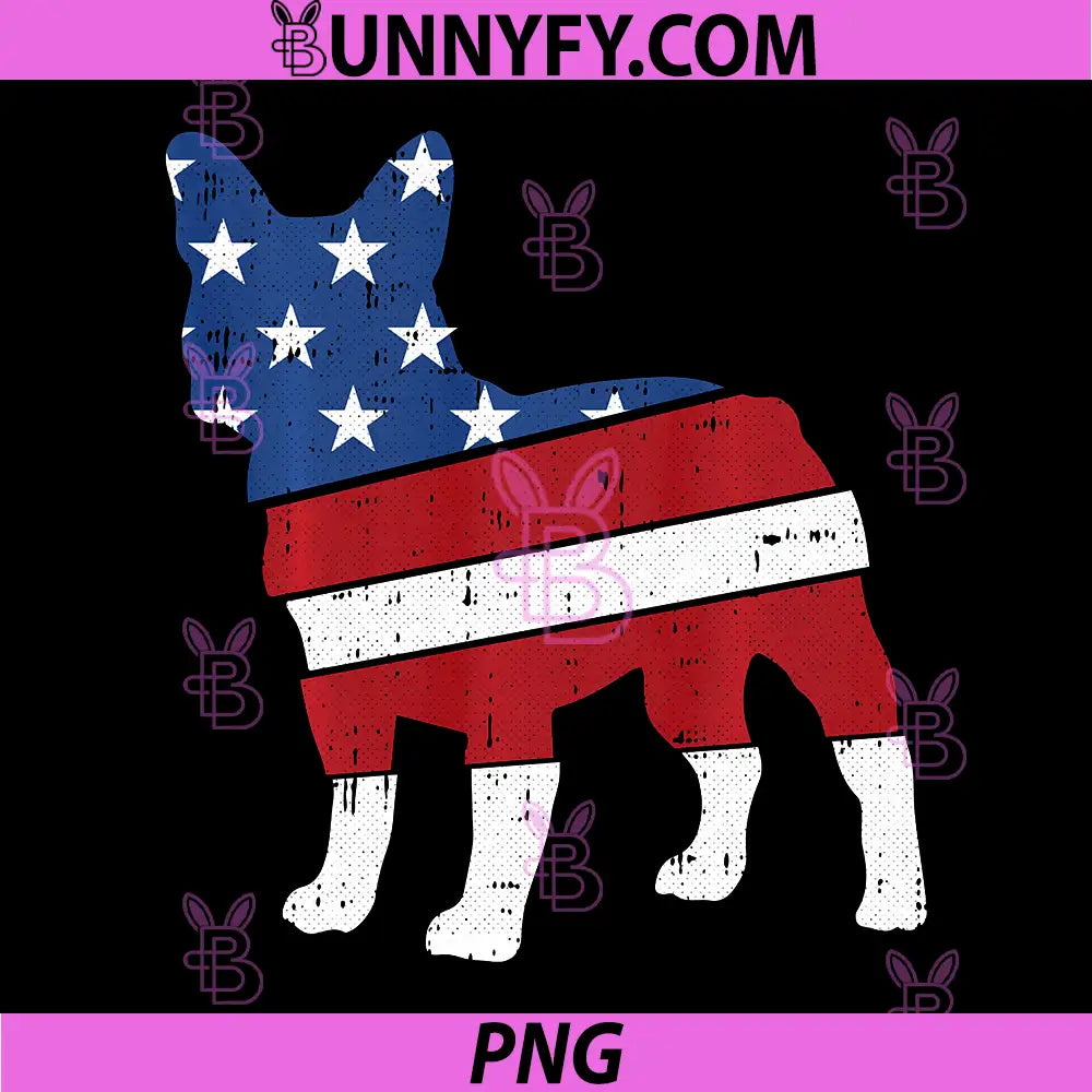 French Bulldog 4th of July PNG, Cute Frenchie American Flag Dog PNG