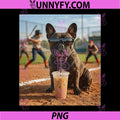 French Bulldog Drinking Iced Coffee PNG, Softball Ball Field PNG