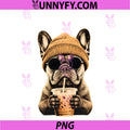 French Bulldog Hipster Dog PNG, Drinking Iced Coffee Sunglasses PNG