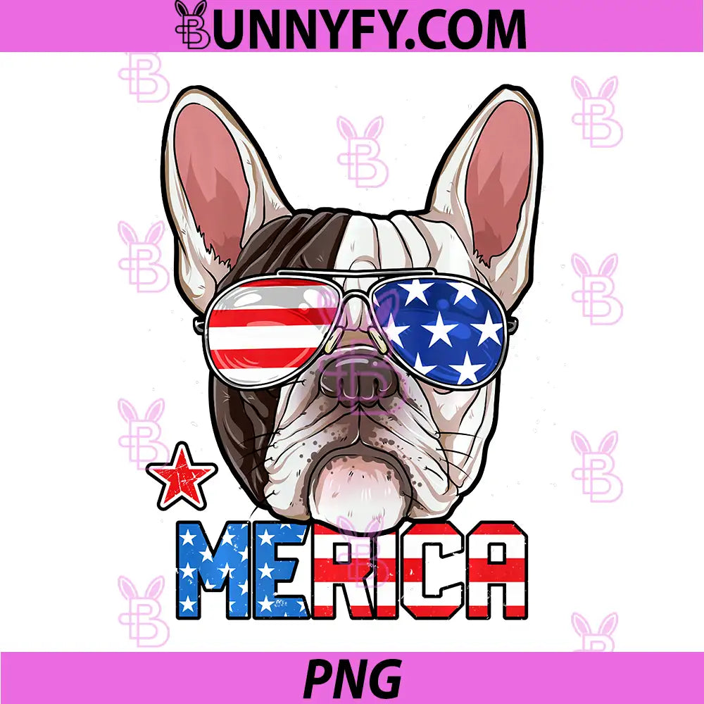 French Bulldog Merica 4th of July PNG, Dog Puppy USA PNG