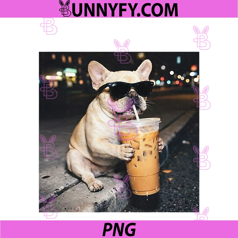 French Bulldog PNG, Iced Coffee PNG