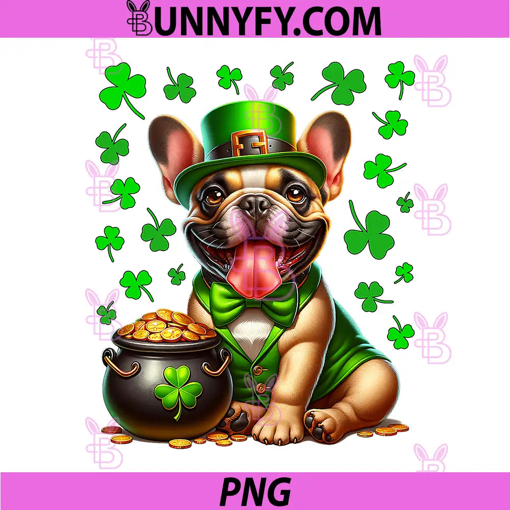 French Bulldog Saint Patricks Day PNG, Frenchie Dog PNG