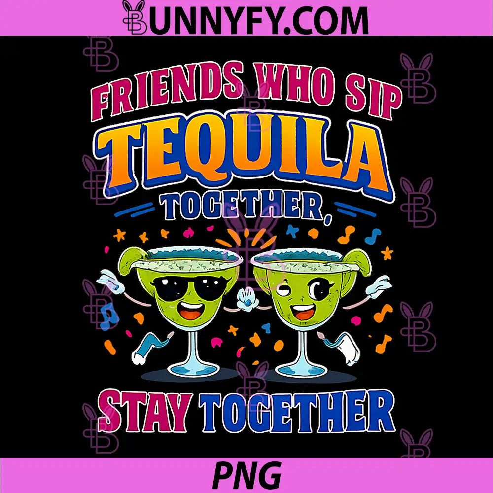 Friends Who Sip Tequila Together PNG, Party Crew Joke PNG