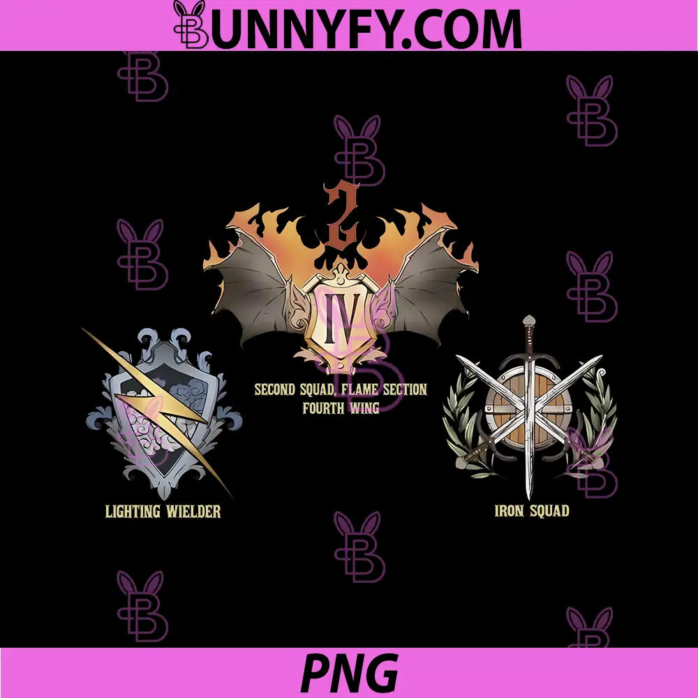 Second Squad Flame Section Fourth Wing Emblem PNG, Iron Squad Lightning Wielder PNG