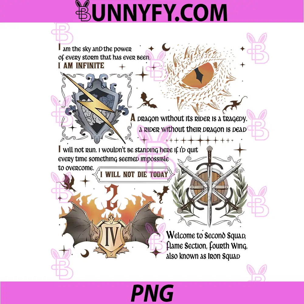 Fourth Wing Iron Squad Emblem PNG, Dragon Without Rider Quote PNG