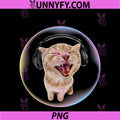 Frutiger Aero Cat Wearing PNG, Headphones Bubble 2000s Gen-Z Meme PNG