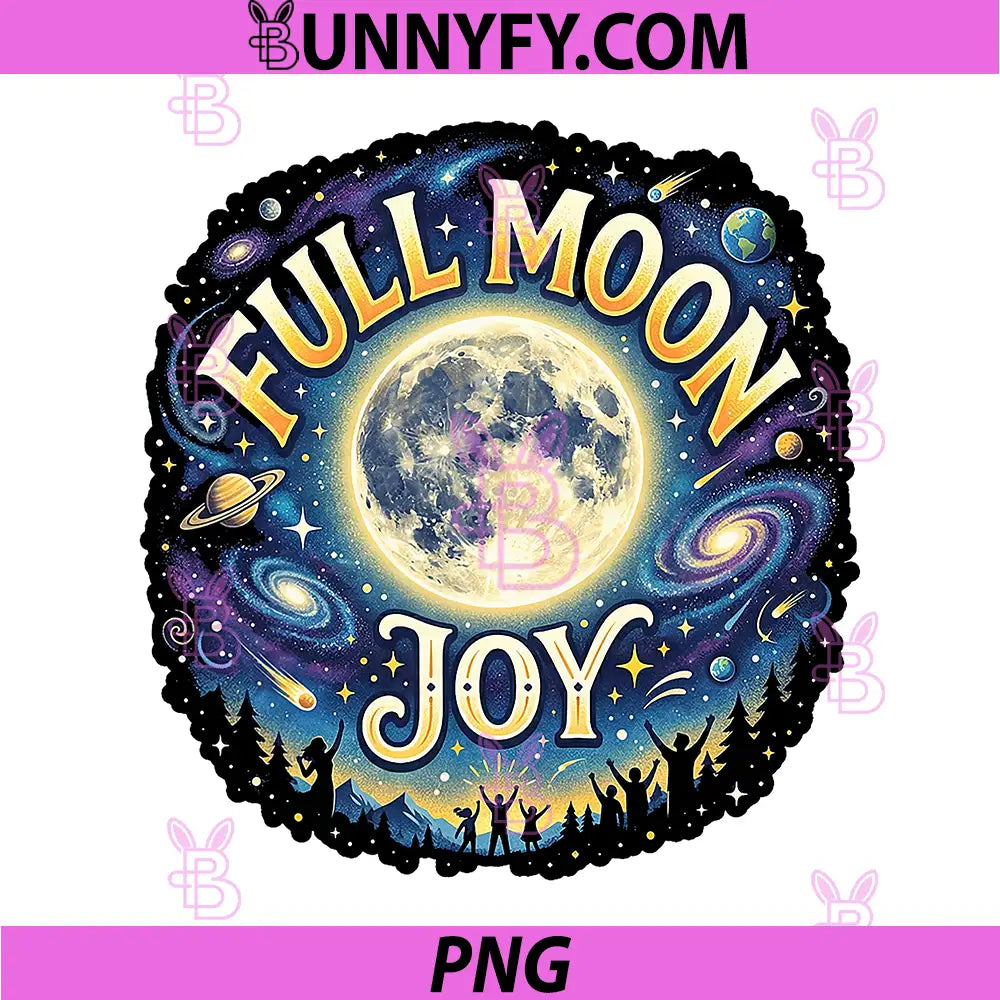 Full Moon Joy PNG, Celestial Lunar Lover Stargazer Space PNG