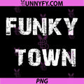 Funky Town Distressed Retro Text PNG, Vintage Grunge Typography Design PNG