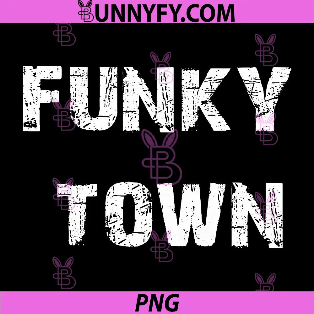 Funky Town Distressed Retro Text PNG, Vintage Grunge Typography Design PNG
