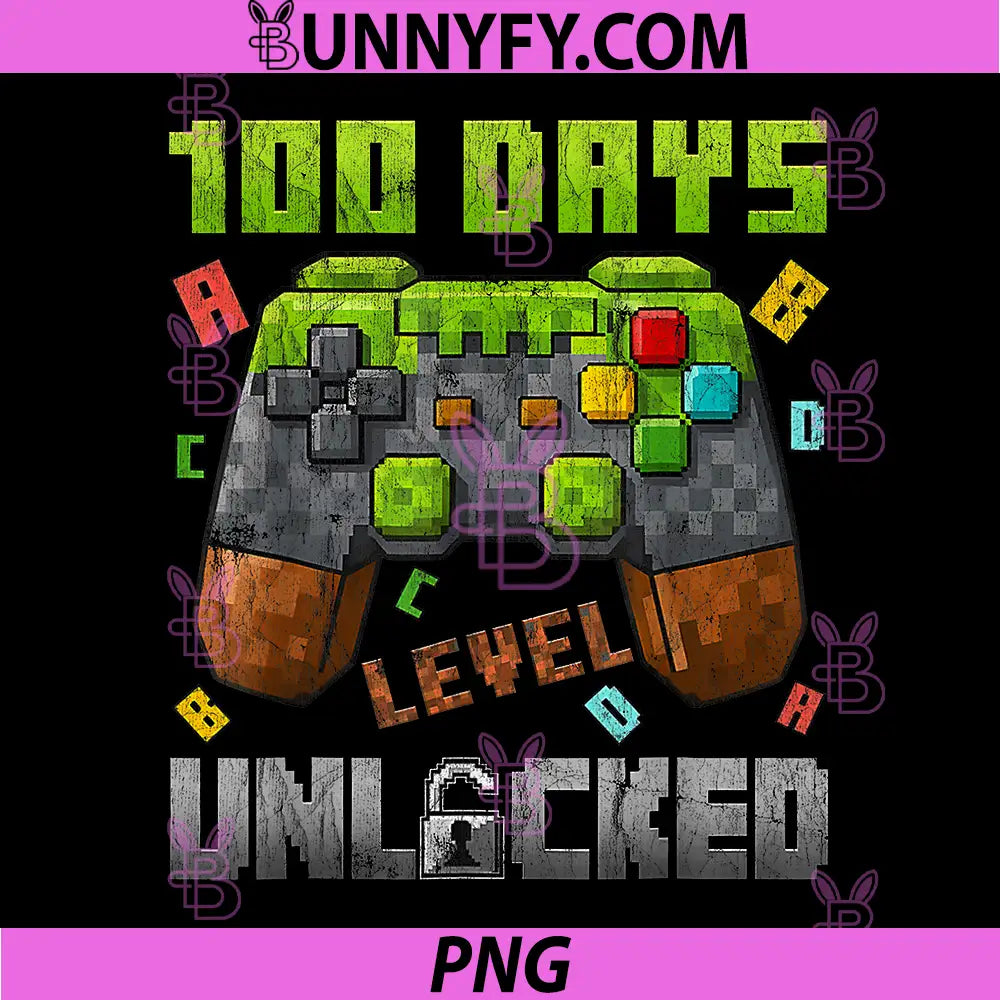 100 Days Level Unlocked PNG, Gaming 100 Days of School PNG