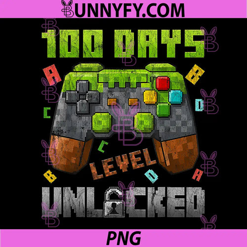 100 Days Level Unlocked PNG, Gaming 100 Days of School PNG