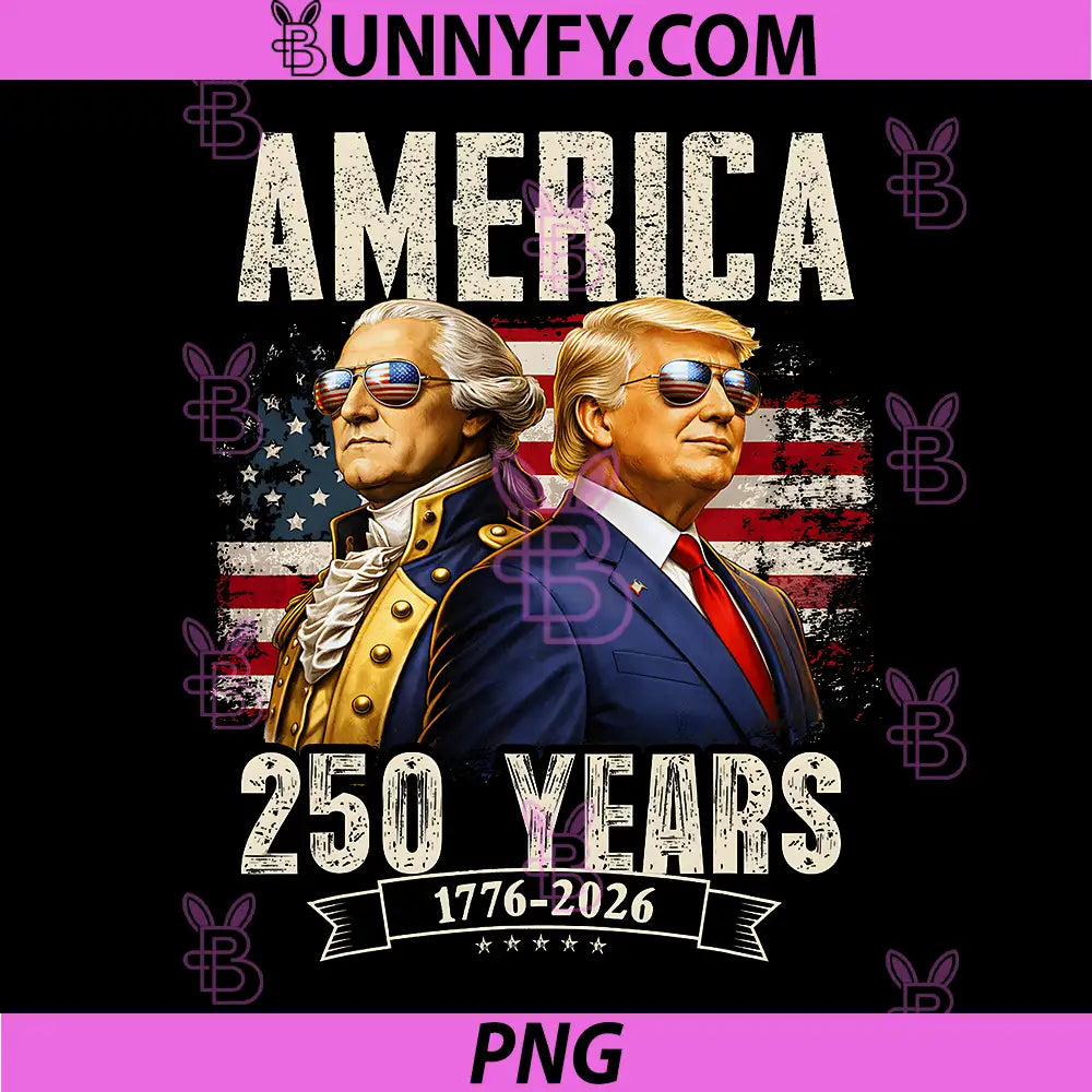 Funny 250 Years America Anniversary PNG, 250th Trump Washington PNG