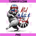 Funny 4th of July Raccoon PNG, Cute Red White and Feral Patriotic PNG