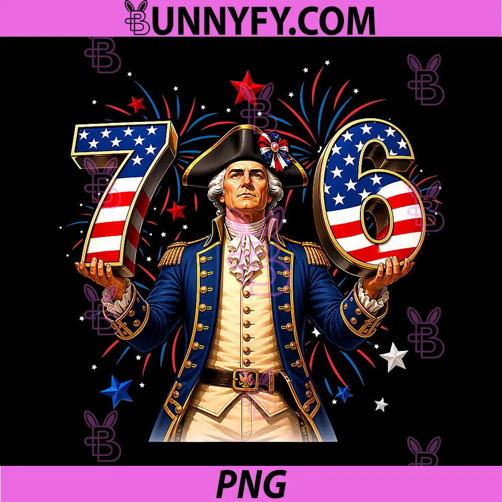 Funny 67 76 George Washington PNG, Six Seven Patriotic 4th July PNG
