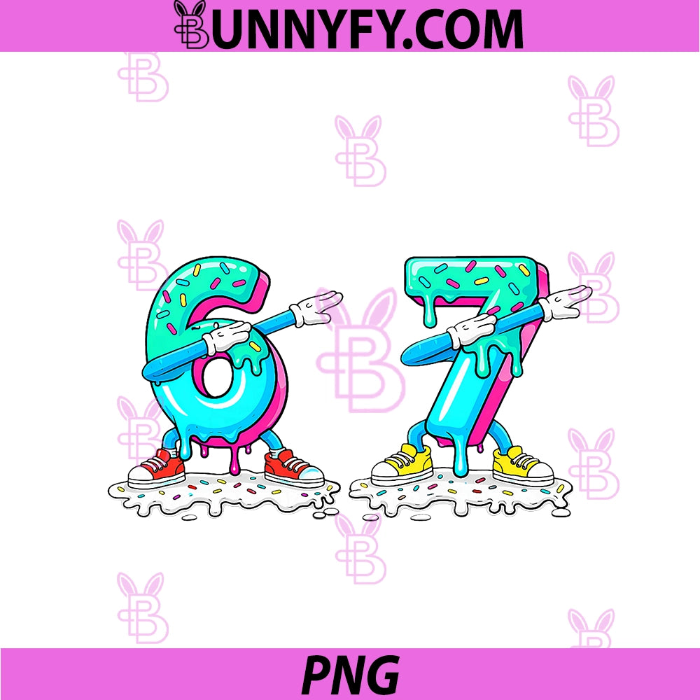 Funny 67 Meme Six Seven PNG, 6 7 Meme Baseball Ice Cream Drip PNG