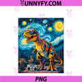 Funny 80's Boombox PNG, Dinosaur Van Gogh Starry Night Inspired PNG