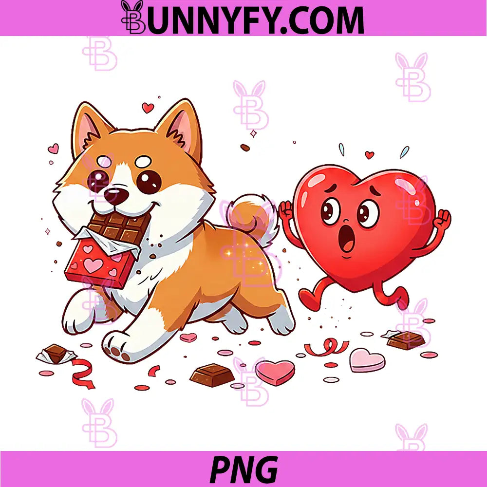 Funny Akita Heart Chocolate PNG, Valentine Dog PNG