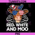 Funny American USA Flag Cow PNG, Farming Red White and Moo PNG