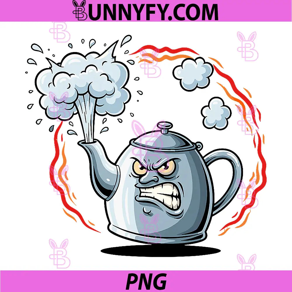 Funny Angry Teapot PNG, About to Blow Steam Cartoon PNG