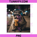 Raccoon Drinking Iced Coffee PNG, Funny Raccoon PNG 