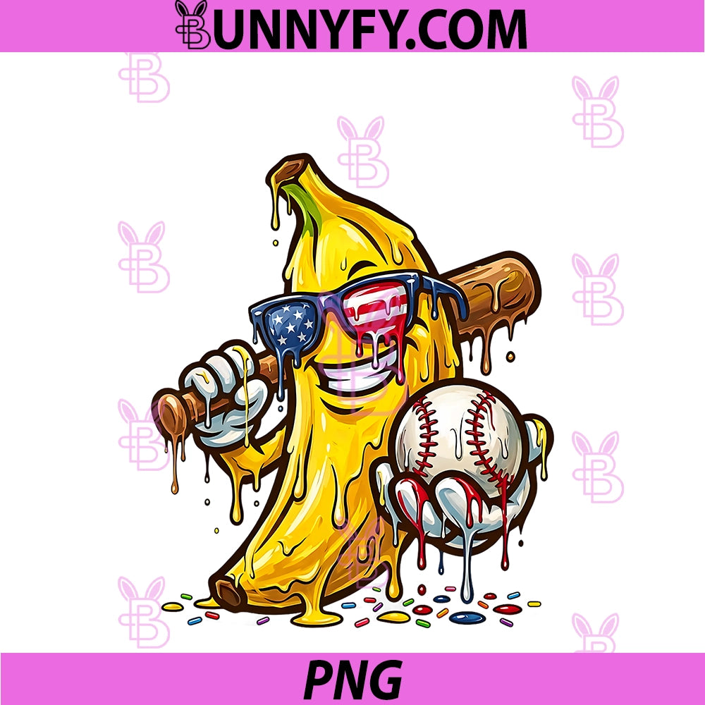 Funny Baseball Drip PNG, American Flag PNG