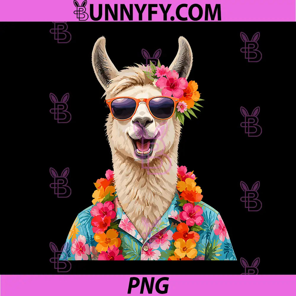 Funny Beach Party PNG, Llama Aloha Summer Vibes PNG