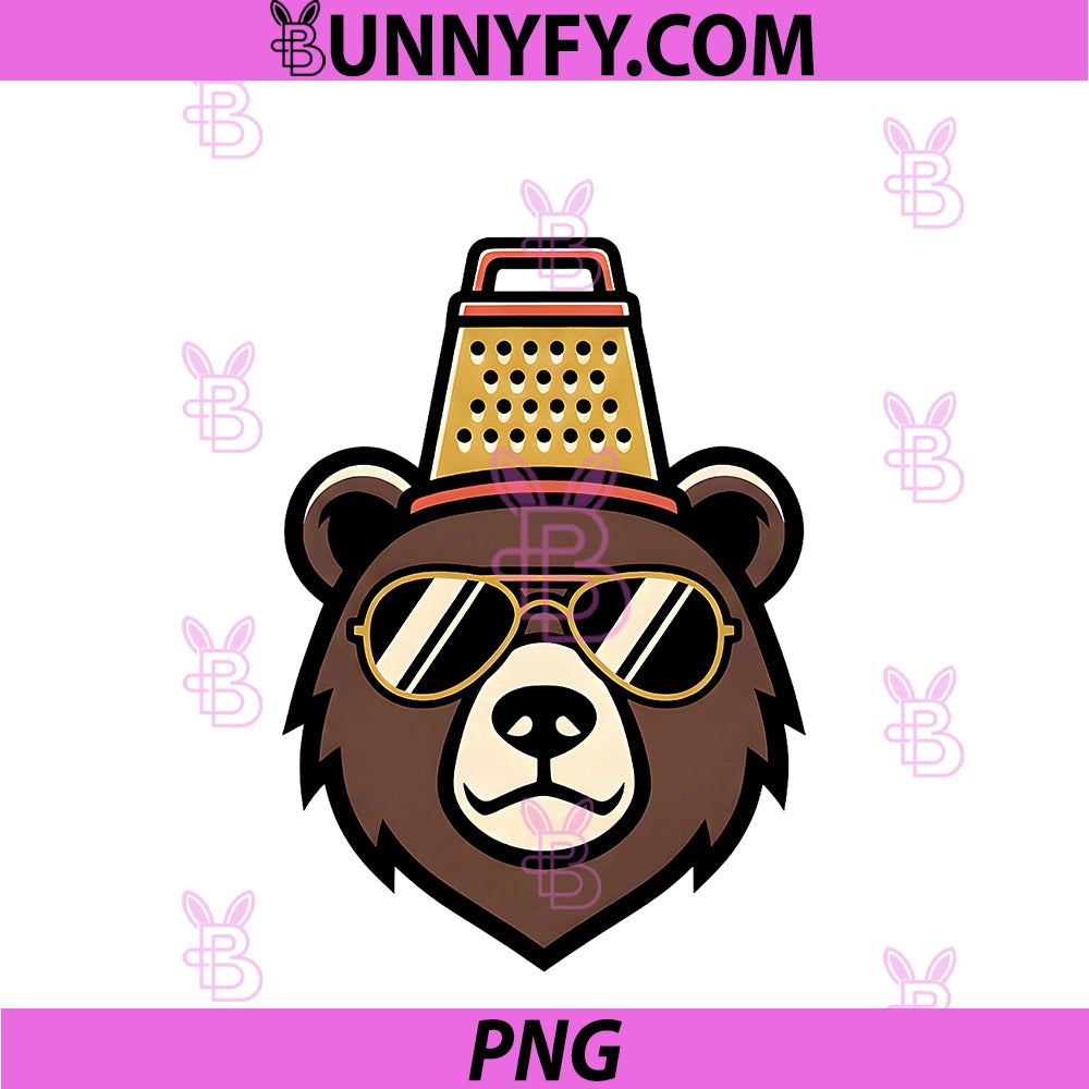 Funny Bear With Cheese Grater PNG, Hat And Sunglasses Art PNG