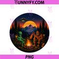 Funny Bigfoot Alien Camping Retro PNG, UFO Campfire Vintage PNG