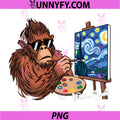 Funny Bigfoot Sasquatch Van Gogh Starry PNG, Night Meme Performance PNG
