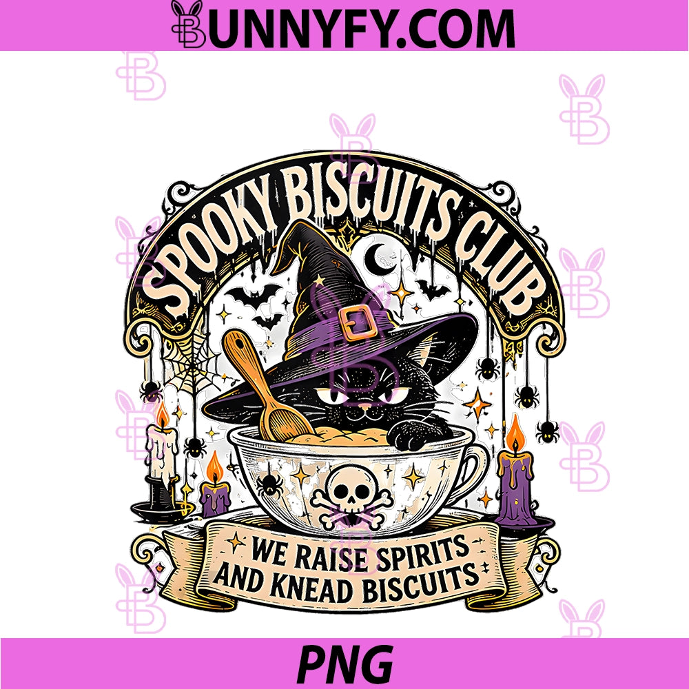 Funny Black Cat Spooky Biscuits Club PNG, Witch Teacup PNG