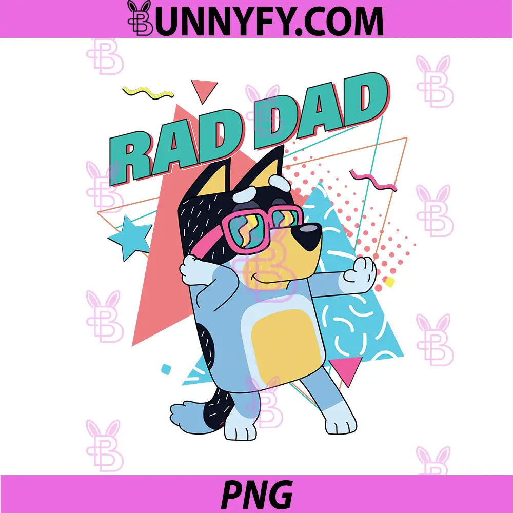 Rad Dad Cool Sunglasses Pose PNG, Funny Dad Cartoon Retro Style PNG