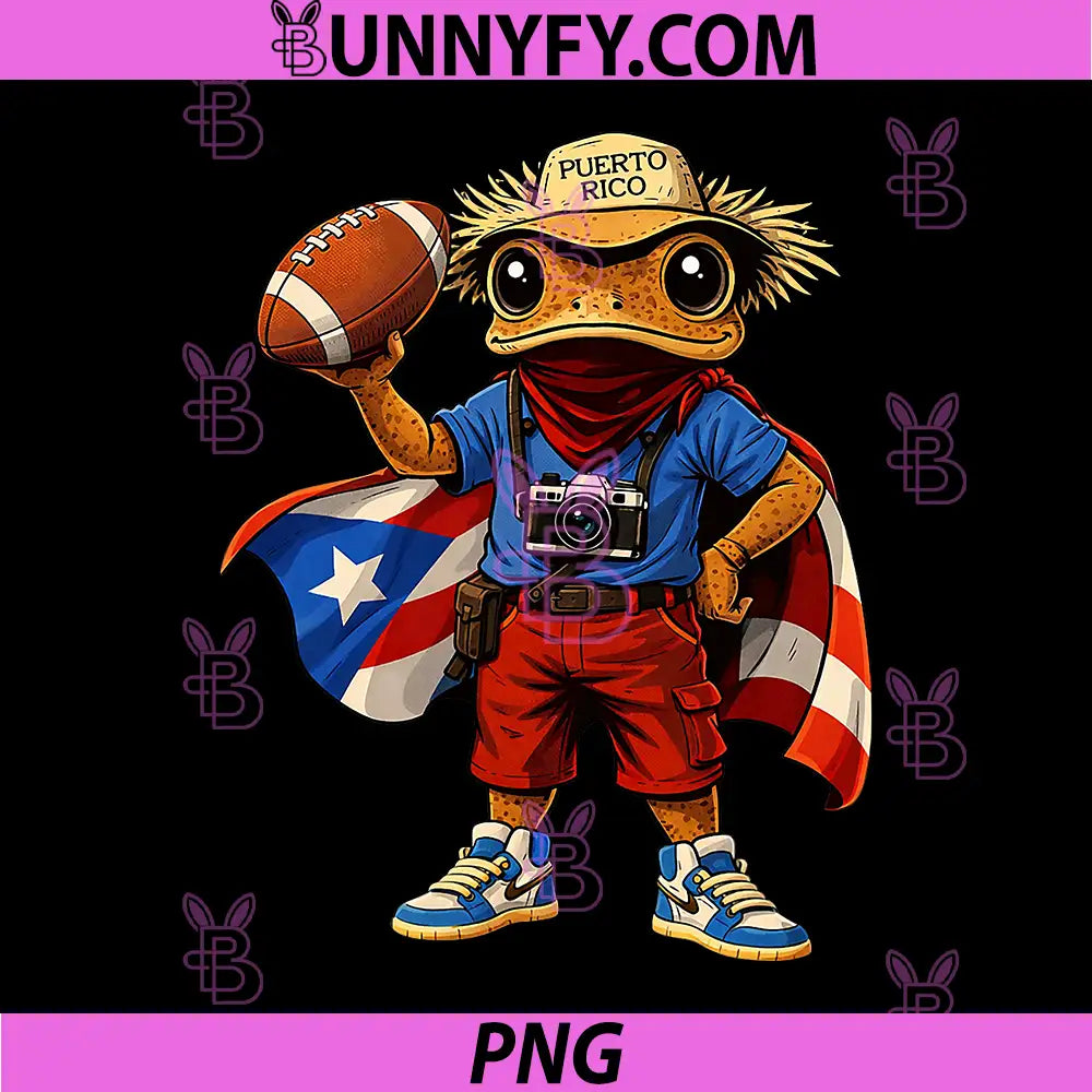 Funny Boricua Coqui Frog PNG, Puerto Rico Football PNG